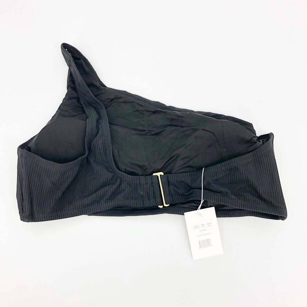 ANDIE SWIM Womens Wynwood Ribbed Bikini Top XXL Black One Shoulder Swimwear NWT - Picture 6 of 8